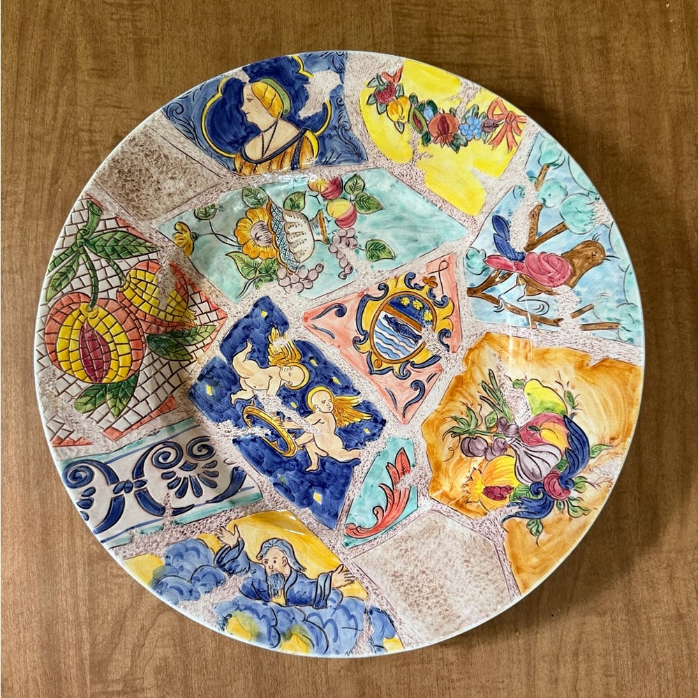 *RARE* Vietri Hand Painted Mosaic Decorative Plate Made in Italy